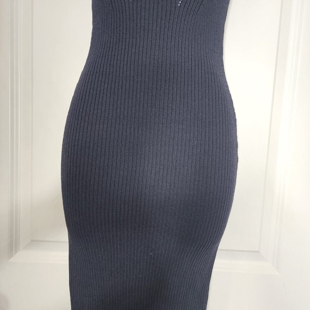 Michael Kors twilight blue ribbed sleeveless v neck Bodycon midi dress size XS - Picture 9 of 11